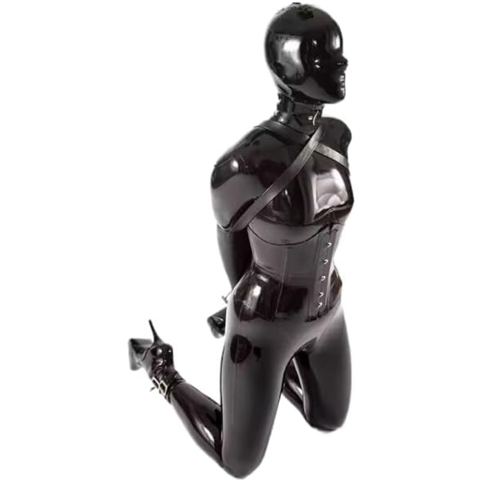Костюм-комбінезон з латексу GAYLOP 3D з вирізаними котами, чорний, L