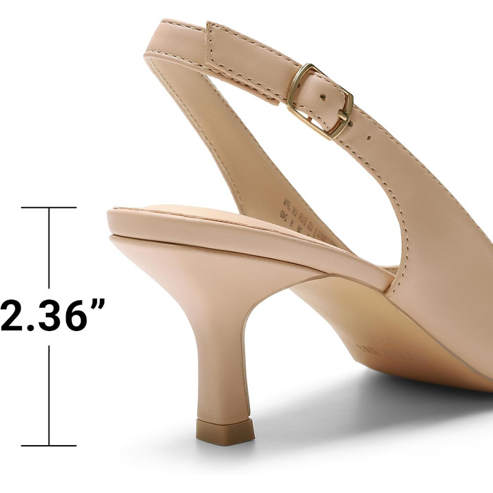 Жіночі туфлі-човники Dream Pairs Slingback на підборах, бежеві (Nude), PU-шкіра, розмір 38 EU