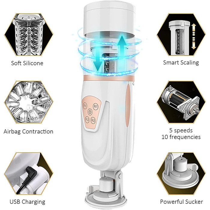 Електричний мастурбатор для чоловіків з 10 телескопічними режимами та 5 швидкостями. Автоматичний стимулятор пеніса для чоловіків. Іграшка для дорослих.