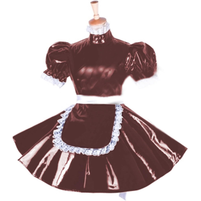 Закривається сукня з ПВХ, короткі рукава-ліхтарик, для перевдягання, великі розміри, сукня Сіві, винний, XXXL