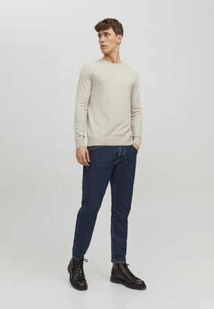 Чоловічий в'язаний светр Jack & Jones Jjeemil Knit Crew Neck Noos, колір Oatmeal (вівсяний)