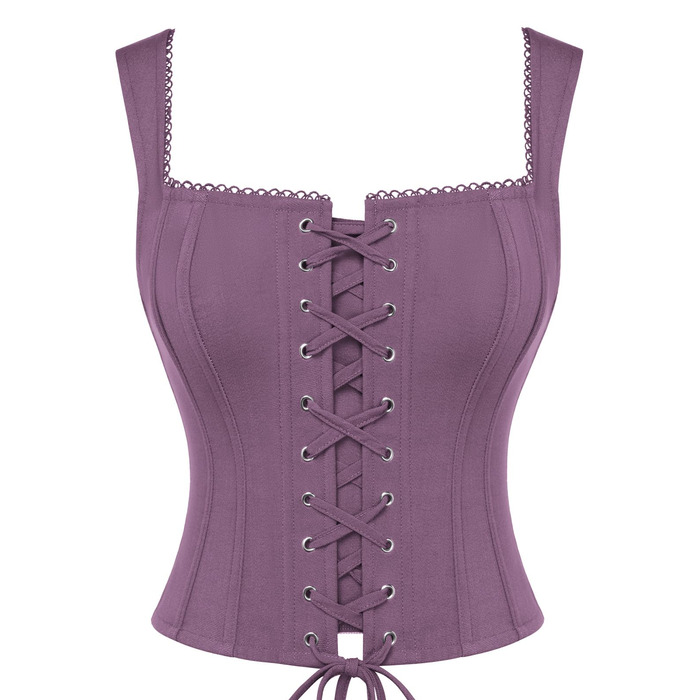 Жіночий корсет-топ SCARLET DARKNESS з шнурівкою, стиль Ренесанс, Пірат, Готика, бюстєль (14, фіолетовий)