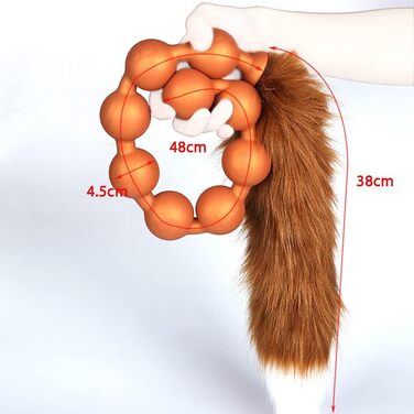 Анальні кульки з силікону NAIXBTY Foxtail - 9 кульок, гнучкі, для стимуляції, силікон, золото (M)