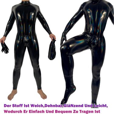 Боді для чоловіків Ohyesbae Laser, блискучий Wet Look, комбінезон з блискавкою, з PU шкіри, боді для SM, легінси, комбінезон, спідня білизна для дресування собак, розмір XXL