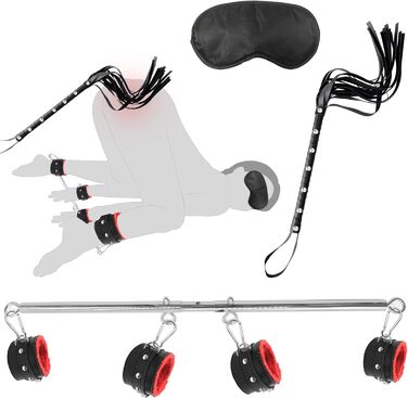 Набір фететів для БДСМ з кільцем для пеніса, стимулятором сосків та пташкою-легким пером, чорний, червоний, срібний