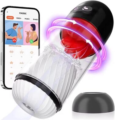 Електричний мастурбатор для чоловіків HXLXW з 9 рівнями вібрації та 360° змащуванням, стимулятор головки з керуванням через додаток, секс-іграшки для чоловіків