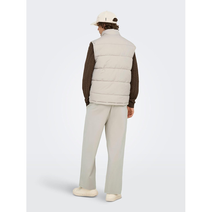 Чоловічий стібаний жилет Only & Sons Onsjake Quilted Vest Otw, сріблястий