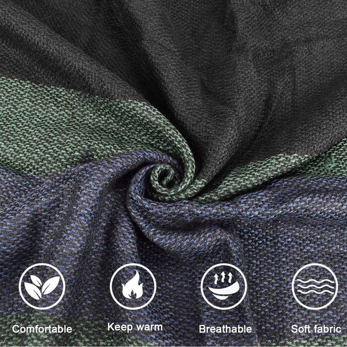 Шарф-палантин Heekpek у клітинку Tartan, теплий зимовий шарф преміум-якості (темно-зелений), 145x145 см