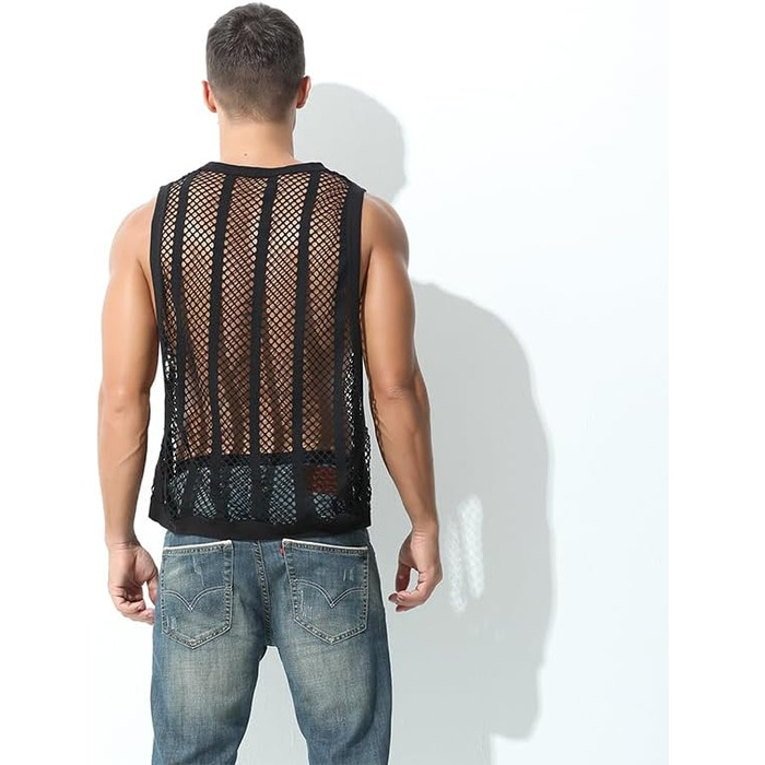 Чоловіча сітчаста жилетка YAHWULAI: стильна жилетка без рукавів з прозорою сіткою, 1 шт.
