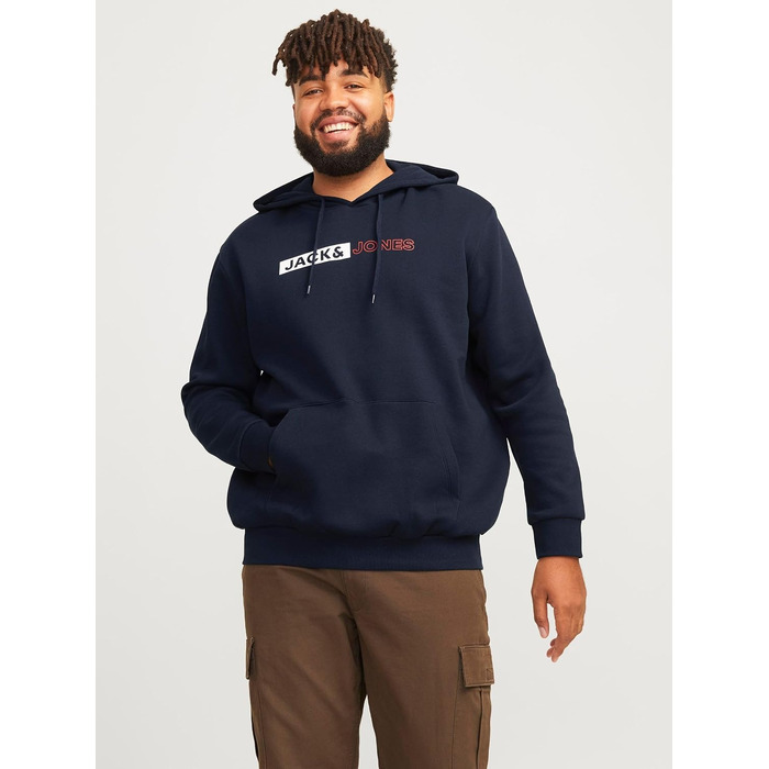 Чоловічий теплий худі з принтом JACK & JONES Basic JJEOGO, колір Dusty Olive (великі розміри 8XL)