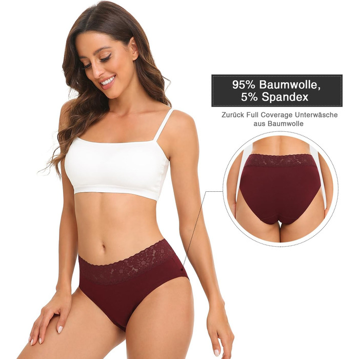 Сліпекс жіночі труси Wealurre з бавовни, мереживо, 5 шт. XL, темно-кольорові