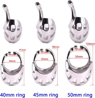 Металевий кайданок для яєчок з кільцем для пеніса, срібний, 40 мм | Кайданок для яєчок, преміум якість