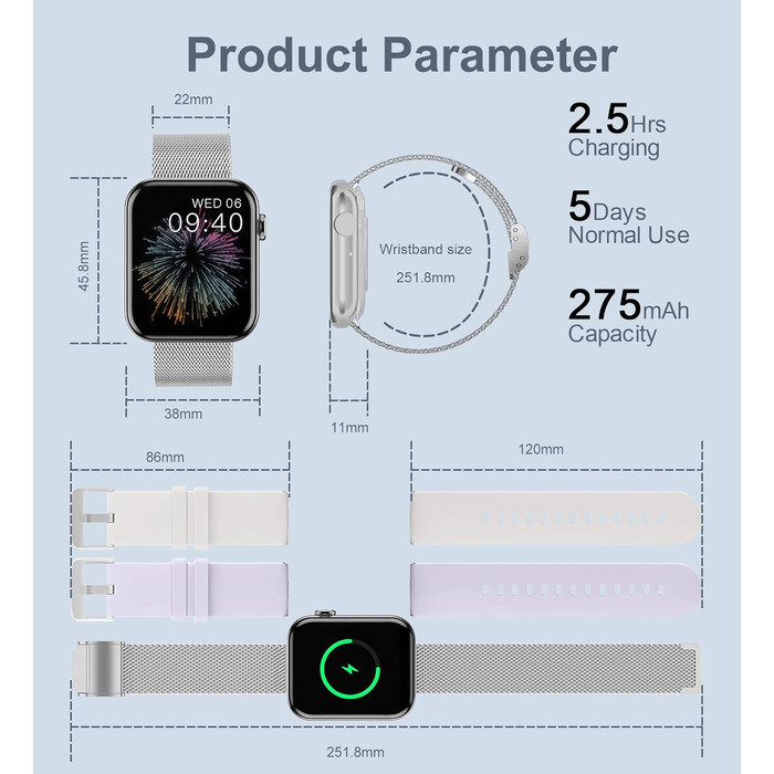Смарт-годинник I52 Smartwatch сріблястого кольору, водонепроникний фітнес-трекер