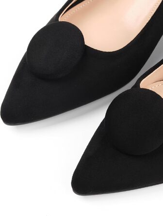 Жіночі туфлі-човники Slingback на стійких підборах 4 см, штучна замша, чорні, розмір 38 EU (вузька нога)