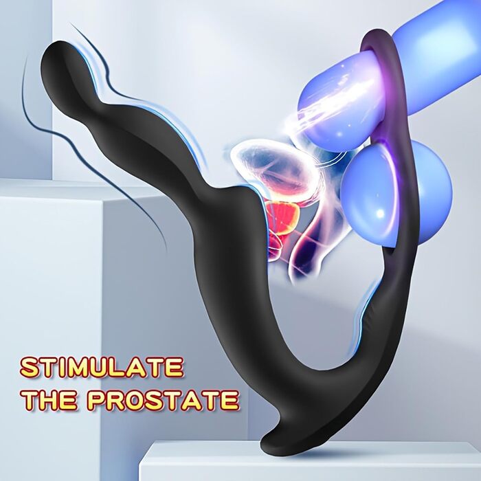 Вібратор для чоловіків для стимуляції простати з кільцем, 10 вібрацій - анальний вібратор для чоловіків