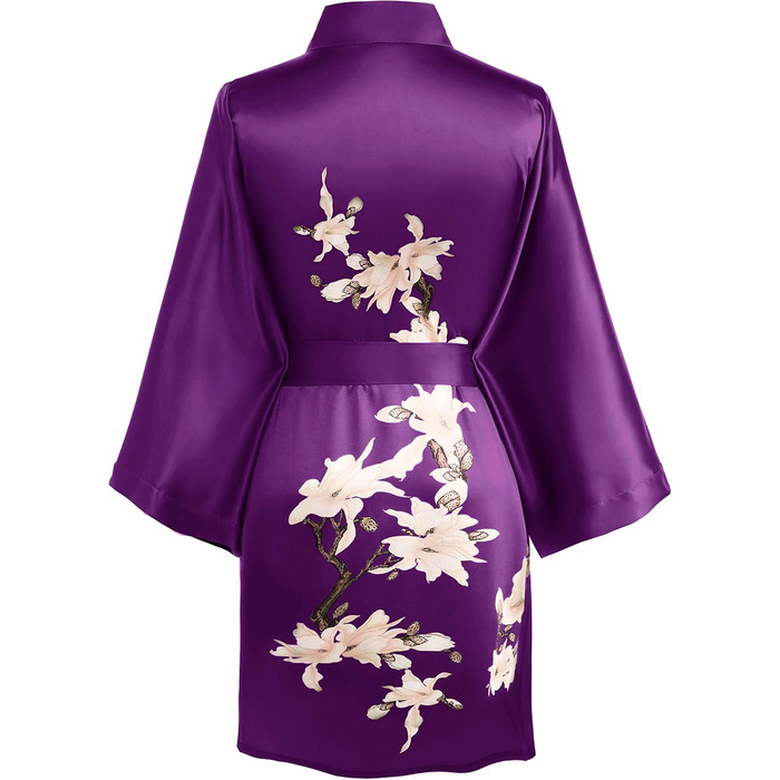 Легкий жіночий халат Babeyond з квітковим принтом, сатиновий, короткий, для дому та пляжу, універсальний розмір, зелений/фіолетовий