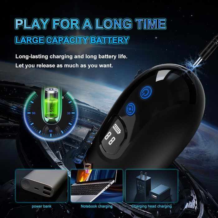 Електричний мастурбатор ChicLSQ з 5 телескопічними секціями, 360° обертанням, 10 вібраціями та функцією 3D-вакуумної стимуляції. З цифровим дисплеєм