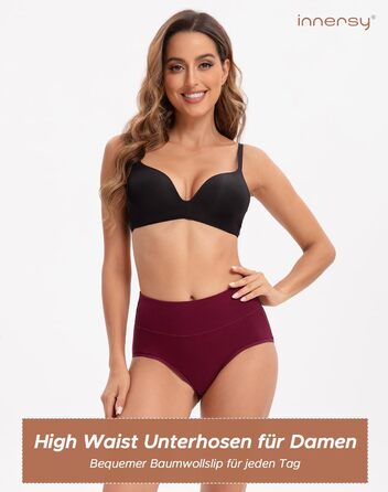Труси жіночі бавовняні з еластичною стрічкою Innrsy, висока талія, м'які, 5 шт. в упаковці, XS, для зими