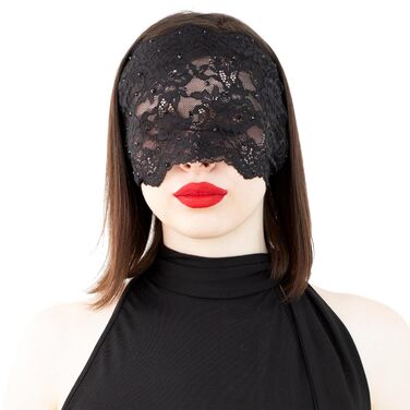 Елегантна червона мереживна маска для жінок з камінням – венеціанська маска з квітковим візерунком для маскараду, карнавалу, косплею, готичної вечірки та особливих подій (чорний колір (чорні стрази))