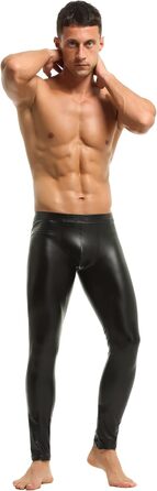 Чоловічі шкіряні лосини Bodywear4you, чорний матовий кожзам, облягаючі штани Meggings, ефект мокрого блиску, фальшива шкіра, S