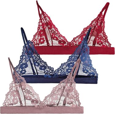 Даен BH 3 шт. мереживний бюстгальтер без кісточок, мереживний бюстгальтер Даен, сексуальний прозорий бюстгальтер, бюстгальтер без кісточок, бюстгальтер балконет, бюстгальтер пуш-ап, S-L, білий, чорний, блакитний (рожевий, червоний, блакитний, M)