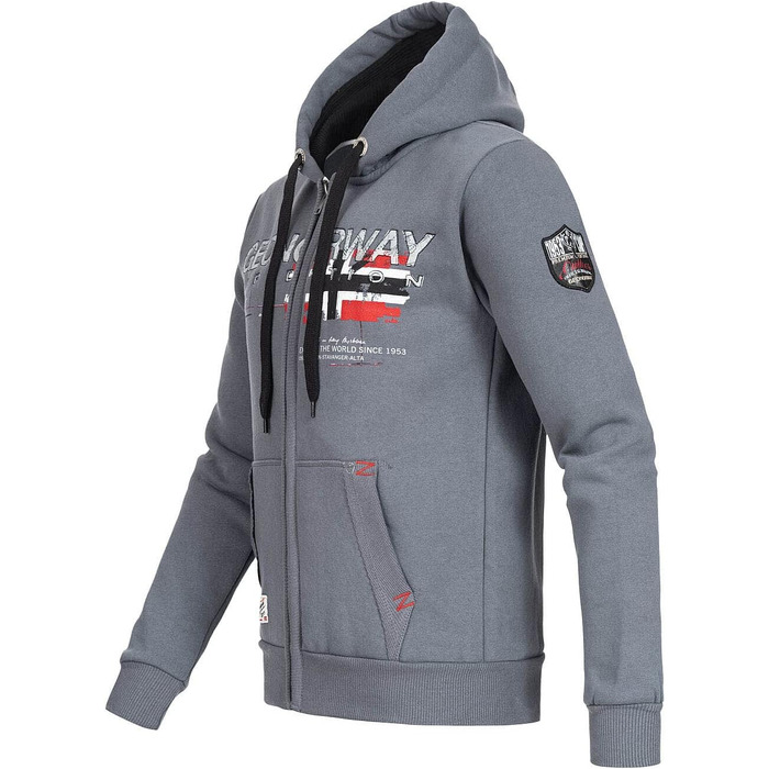 Чоловіча толстовка на блискавці Geographical Norway з капюшоном, темно-сіра, розмір S