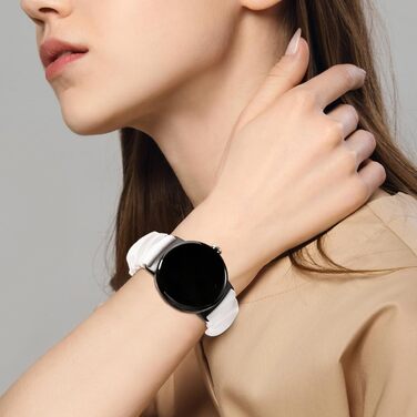 Еластичний тканинний ремінець для Google Pixel Watch 3 41mm, Pixel Watch 2, Pixel Watch, спортивний браслет-резинка для жінок, замінний ремінець (2 шт., S: 14-16.5 см, чорний/білий)