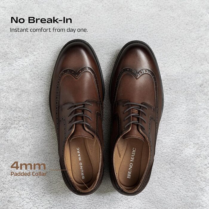 Чоловічі шкіряні туфлі Bruno Marc Brogue Wingtip коричневого кольору, розмір 42 EU