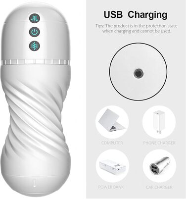 Електричний масажер для чоловіків з 10 режимами вібрації та 10 режимами всмоктування. Масажер для статевого члена з 3D силікону. Іграшка для дорослих