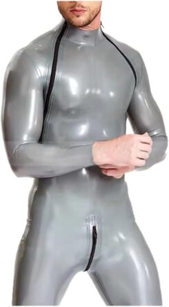 Латексні штани з латексу GAYLOP для чоловіків, комбінезон з блискавкою на шиї та в паху, чорний, ручної роботи, розмір M