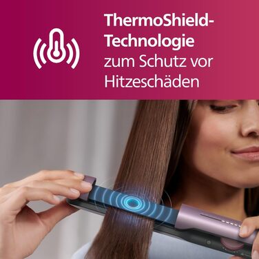 Випрямляч для волосся Philips 5000 Series BHS530/00 з технологією ThermoShield, іонізацією та керамічними пластинами з аргановою олією, світло-рожевий