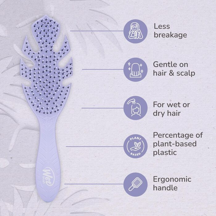 Щітка для волосся Wet Brush Go Green Detangler, екологічна розчісувальна щітка з м'якими щетинками IntelliFlex, сіра (Lavender)