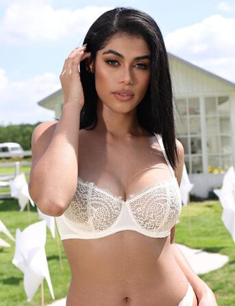 Бюстгальтер Balconette Deyllo для жінок з кісточками, пуш-ап, Dirndl, мереживо, великі розміри, м'які чашки, бралетт, глибокий виріз, сексуальний, без підкладки, слонова кістка 85C