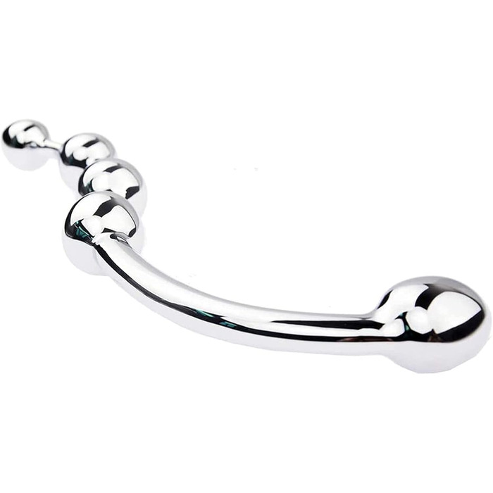 Анальний плаг з подвійним наконечником з нержавіючої сталі для масажу простати та стимуляції G-точки. Підходить для чоловіків та жінок.