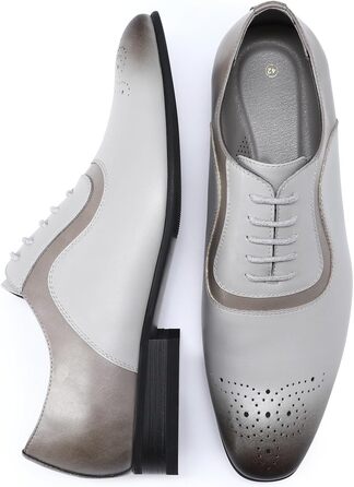 Чоловічі класичні туфлі YFFUSHI Oxford Brogues — ділові шкіряні черевики для офісу та вечірок (сіро-коричневі, 43 EU)