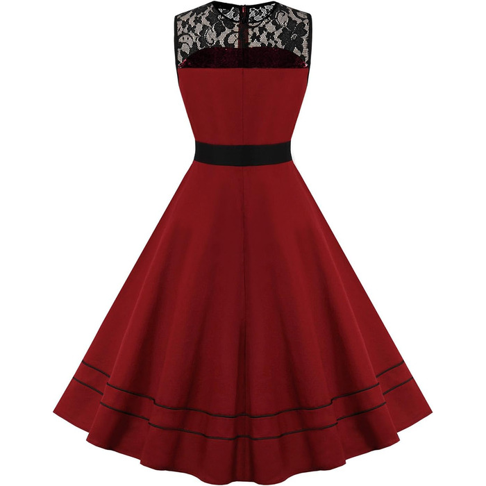 Сукня Rockabilly AXOE 50-х років, червона, А-силует, з поясом, коктейльна, вечірня, для весілля