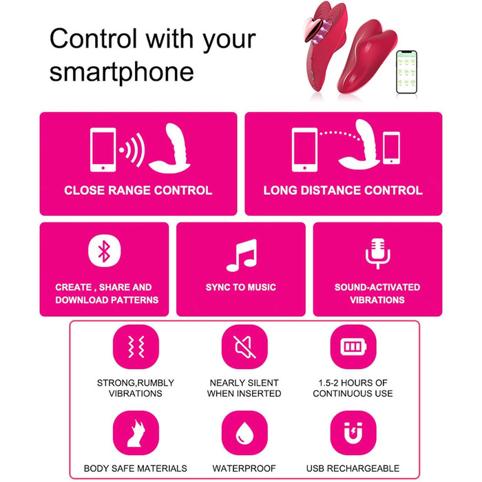 Вібратор для жінок та пар з пультом дистанційного керування, 10 режимів, Butterfly Vibrator