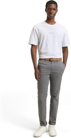 Чоловічі штани чинос Tom Tailor Denim Slim Fit з ременем, Castlerock Grey, 33W/32L