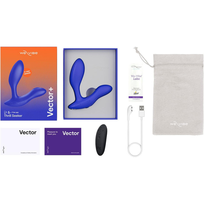 We-Vibe Vector: Масажер простати та перинеума для чоловіків - анальний секс-іграшка з пультом дистанційного керування - Bluetooth, силікон, блакитний
