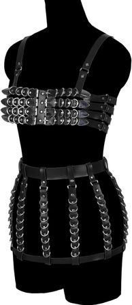 Корсет-гетри з шкіряним поясом для жінок та дівчат. Готичний аксесуар для вечірок, танців, готичного стилю (Чорний)