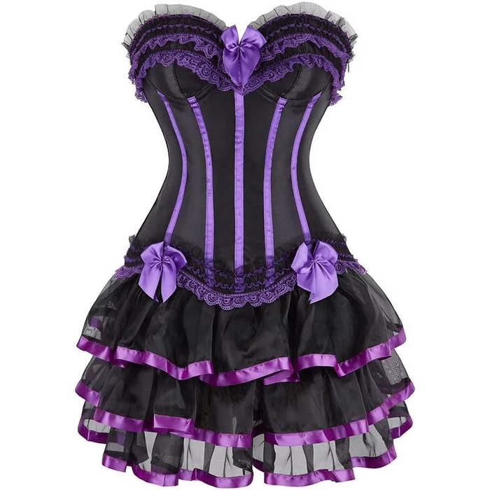 Сукня корсетна з корсажем, бюстєром, мереживом, готичний стиль, бурлеск, для жінок, зелена (XXS, Purple3704)