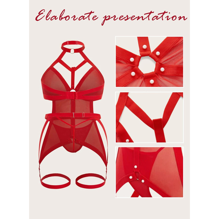 Еволюст - Комплект спідньої білизни для жінок (4XL, Червоний/Подорож, Однотонний (Getaway Solids))