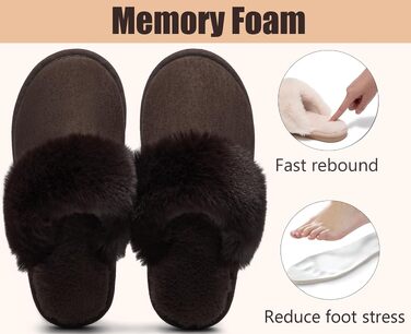 Зимові домашні капці Misolin унісекс з ефектом пам'яті (Memory Foam), м'які плюшеві та протиковзкі, колір Café (розмір 40.5/42 EU)