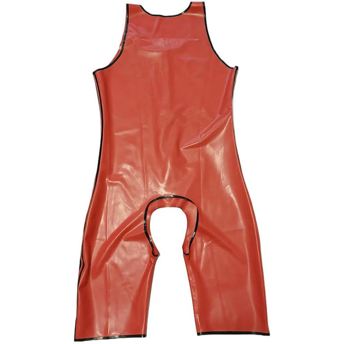 Чоловічий латексний комбінезон GAYLOP з вирізом у паху, без рукавів, чорно-жовтий, ручної роботи