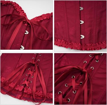 Корсет для повних грудей, спідня білизна, корсаж, весільний, атласний, червоний (M)