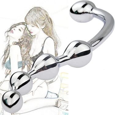 Анальний плаг з подвійним наконечником з нержавіючої сталі для масажу простати та стимуляції G-точки. Підходить для чоловіків та жінок.