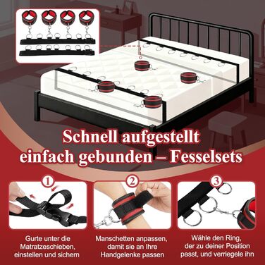 Набір для БДСМ-зв'язування: 12 предметів для еротичних ігор для пар. Включає наручники, кайдани для ніг, ошейник, пов'язку на очі, кліпси для сосків, м'ячик-знеболювач, хрестовину. Підходить для початківців, чоловіків та жінок. Червоний колір.