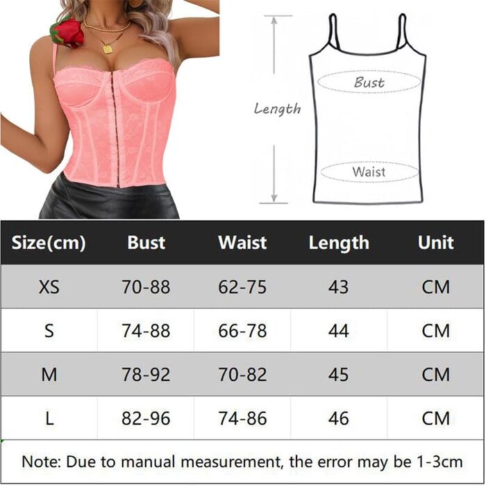 Жіночий корсет-топ Haibang з мереживом у стилі панк, бюстгальтер Push Up, рожевий (XS)