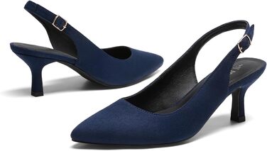 Жіночі туфлі-човники Dream Pairs Slingback на підборах, темно-сині замшеві, розмір 39 EU