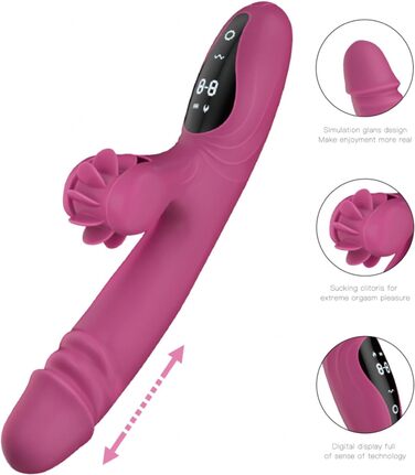 Вібратор для жінок з 9 функціями та підігрівом: Rabbit, стимуляція G-точки, фіолетовий